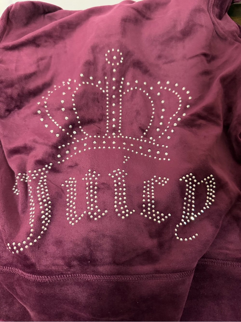 Juicy Couture Pickled Beet Velour Rhinestone Crown Zip Hoodie XS NWT Y2K